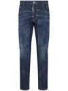 Dsquared2 Distressed Five-pocket Jeans Leather Patch In Blue
