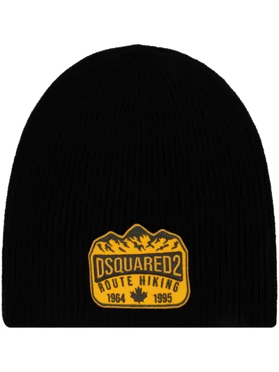 DSQUARED2 LOGO-APPLIQUÉ WOOL BEANIE