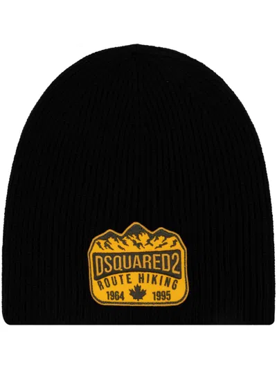 DSQUARED2 DSQUARED2 LOGO-APPLIQUÉ WOOL BEANIE