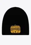 Dsquared2 Black Logo-applique Wool Beanie Hat In Black