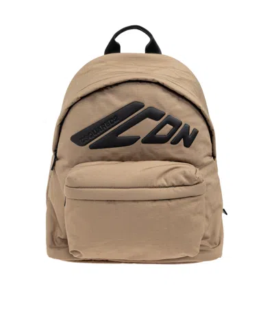 Dsquared2 Icon Logo Debossed Backpack In Beige