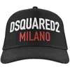 Dsquared2 Distressed Black Cotton Baseball Cap With Logo Embroidery In Black