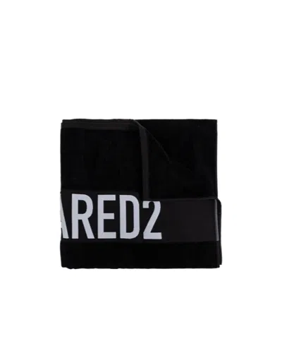 Dsquared2 Logo Bath Towel In Black