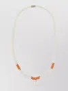Dsquared2 Logo Beaded Necklace With Silver-tone And Orange Accents