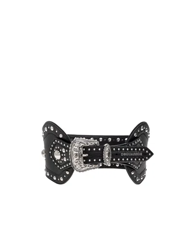 Dsquared2 Studded Leather Belt In Black