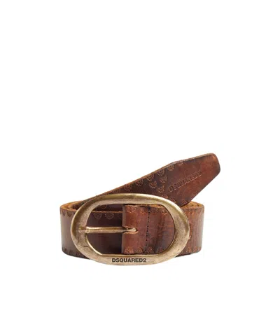 Dsquared2 Logo Belt In Brown