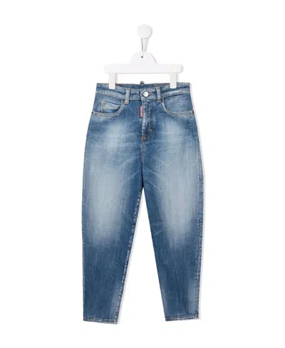Dsquared2 Logo Belt Ring Jeans In Blue