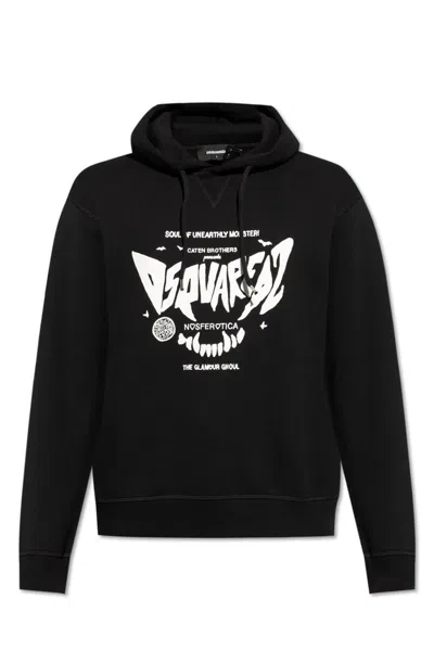 Dsquared2 Logo-printed Drawstring Hoodie In Black