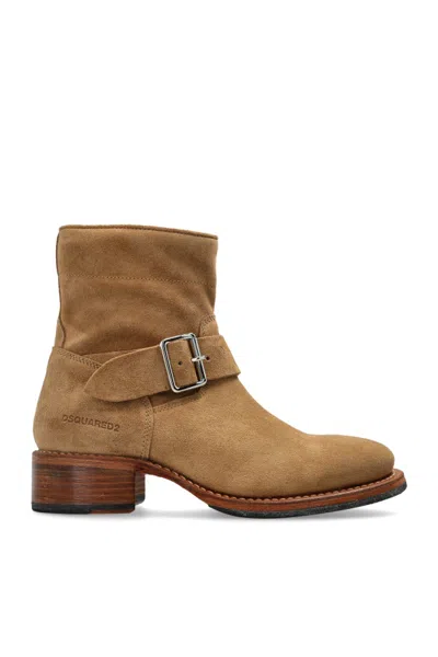 Dsquared2 Logo Booties In Brown