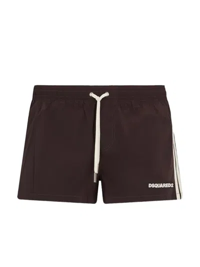 Dsquared2 Logo Boxer Midi Swim Shorts In Black