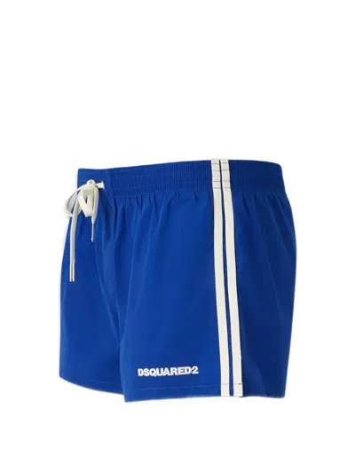 Dsquared2 Logo Boxer Midi Swim Shorts In Blue