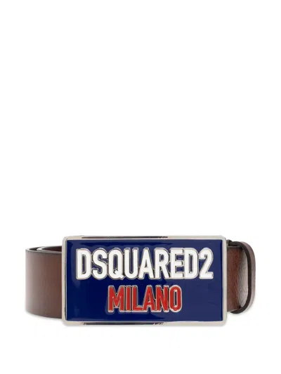 Dsquared2 Logo Buckle Belt In Brown