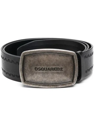 Dsquared2 Logo Buckle Belt In Black
