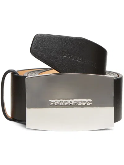 Dsquared2 Logo-buckle Leather Belt In 黑色