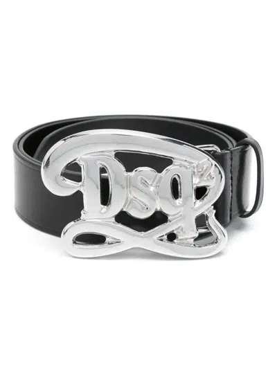 Dsquared2 Logo-buckle Leather Belt In Black