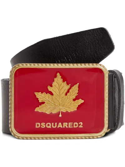 Dsquared2 Logo-buckle Leather Belt In Black