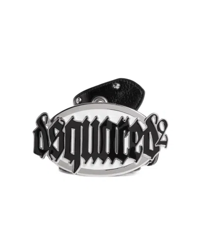 Dsquared2 Logo-buckle Leather Belt In Black