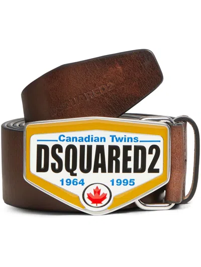Dsquared2 Logo-buckle Leather Belt In Brown