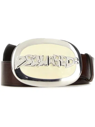 DSQUARED2 LOGO-BUCKLE LEATHER BELT