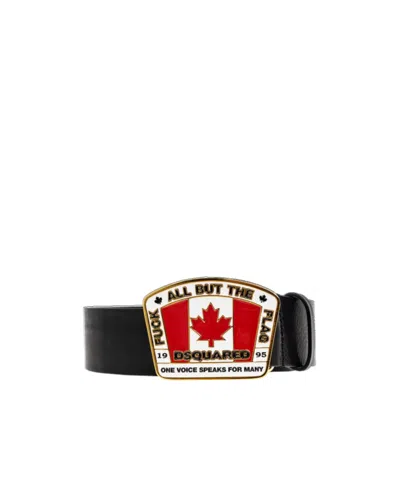 Dsquared2 Logo-buckle Leather Belt In Black