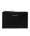 Dsquared2 Logo-plaque Zip Clutch Bag In Black