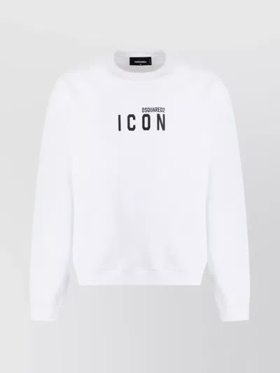 Dsquared2 Logo Cotton Crew-neck Sweatshirt In White