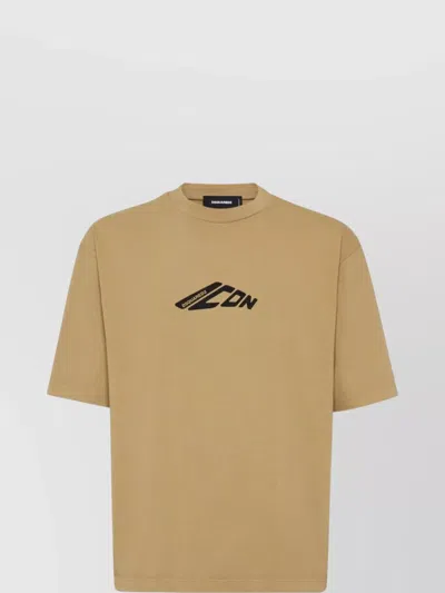 Dsquared2 Logo Cotton Crew Neck T-shirt In Neutrals