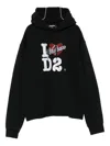 Dsquared2 Cotton Hoodie With Logo And Drawstring In Black