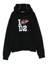 Dsquared2 Cotton Hoodie With Logo And Drawstring In Black