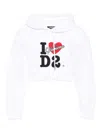 Dsquared2 Vaquera Gimy Dean Cropped Jersey Hoodie In White
