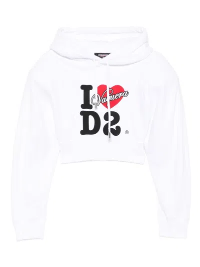 Dsquared2 Logo Cotton Hoodie In White