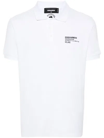 Dsquared2 Logo Cotton Polo Shirt In White
