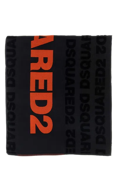 Dsquared2 Logo Cotton Scarf In Black