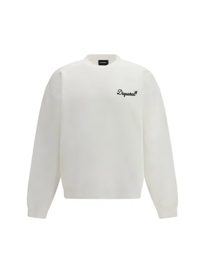 Dsquared2 Men Logo Cotton Sweatshirt In White