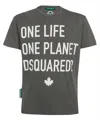 Dsquared2 Cotton Crew Neck T-shirt With Graphic Print In Gray