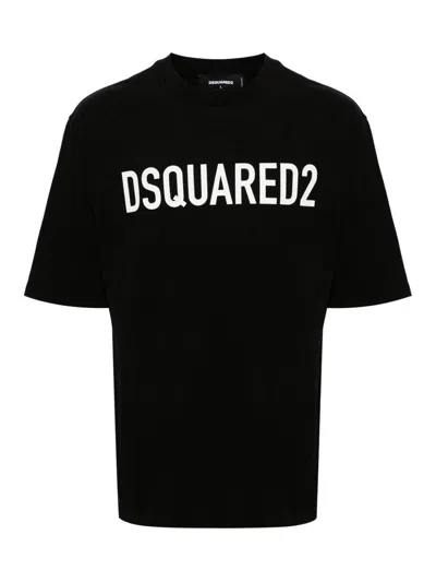 Dsquared2 Crew Neck T-shirt With Printed Logo In Black