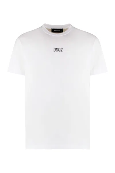 DSQUARED2 WHITE CREWNECK T-SHIRT WITH DSQ2 LOGO