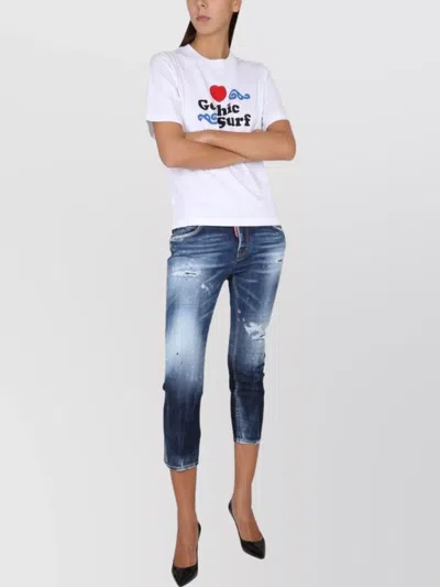 Dsquared2 Logo Crew Neck Graphic Print Short Sleeves In Pink