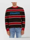 Dsquared2 Logo Crew Neck Sweater With Striped Pattern In Multi