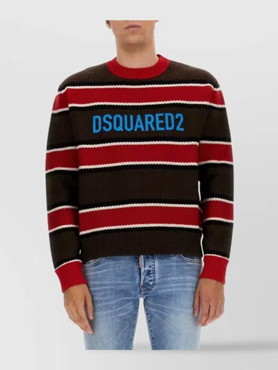 Dsquared2 Logo Crew Neck Sweater With Striped Pattern