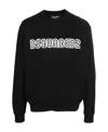 Dsquared2 Cotton Crewneck Sweater With Ribbed Hem In Black
