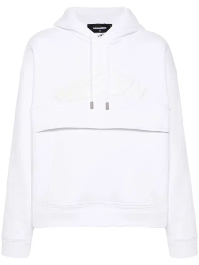 Dsquared2 Logo-debossed Hoodie In White