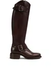 Dsquared2 Logo-debossed Leather Boots In 褐色