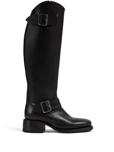 Dsquared2 50mm Leather Tall Boots In Black