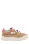 Dsquared2 Suede New Jersey Sneakers In Leather In Tobacco Rose (beige)