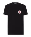 Dsquared2 Black T-shirt With Two-tone Circular Logo In Black