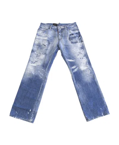 Dsquared2 Logo Denim Pants In Blue