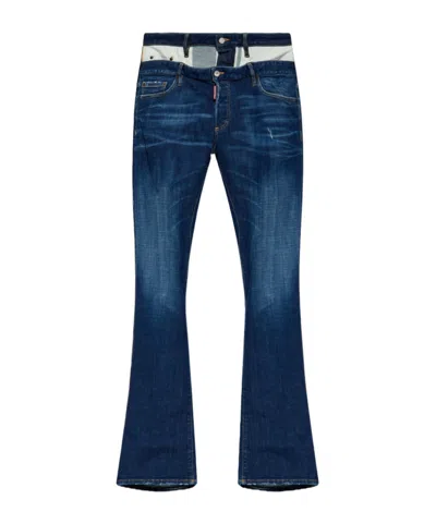 Dsquared2 Logo Denim Pants In Blue