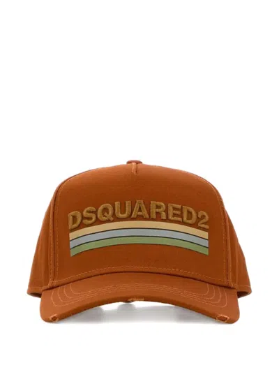 Dsquared2 Dsquared Men Orange Cotton Baseball Cap In Brown