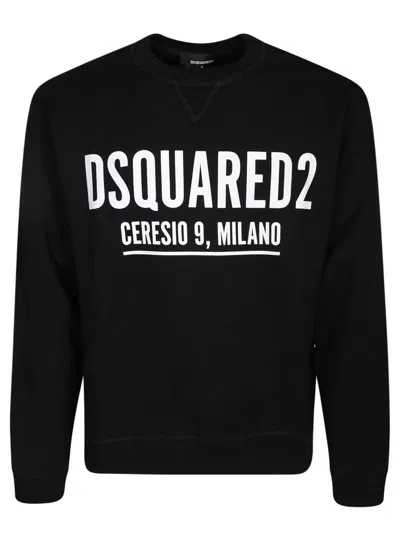 Dsquared2 Wool Crew-neck Jumper With Ribbed Knit In Black